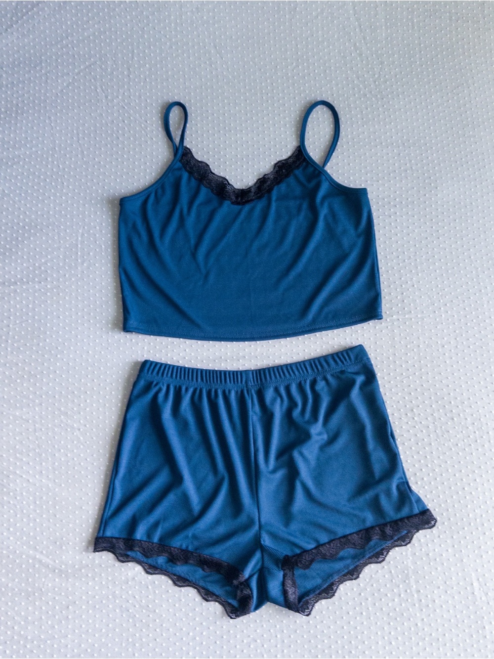 SHEIN Lace Trim Cami Top & Shorts PJ Set